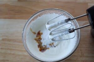 whipping cream with vanilla and sugar added