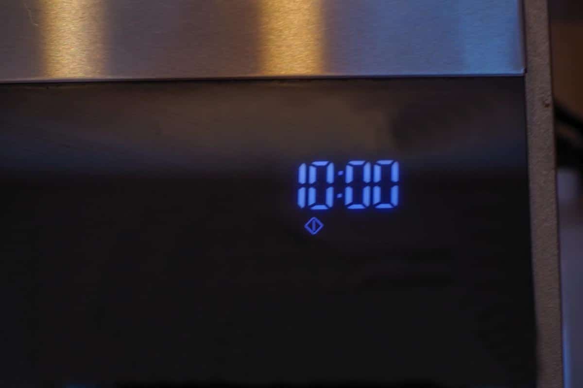microwave with 10 minutes showing