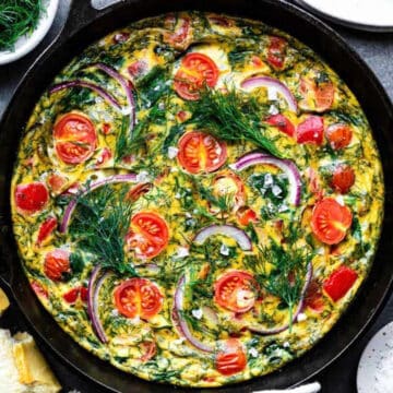Dairy-free Frittata in a black cast iron pan