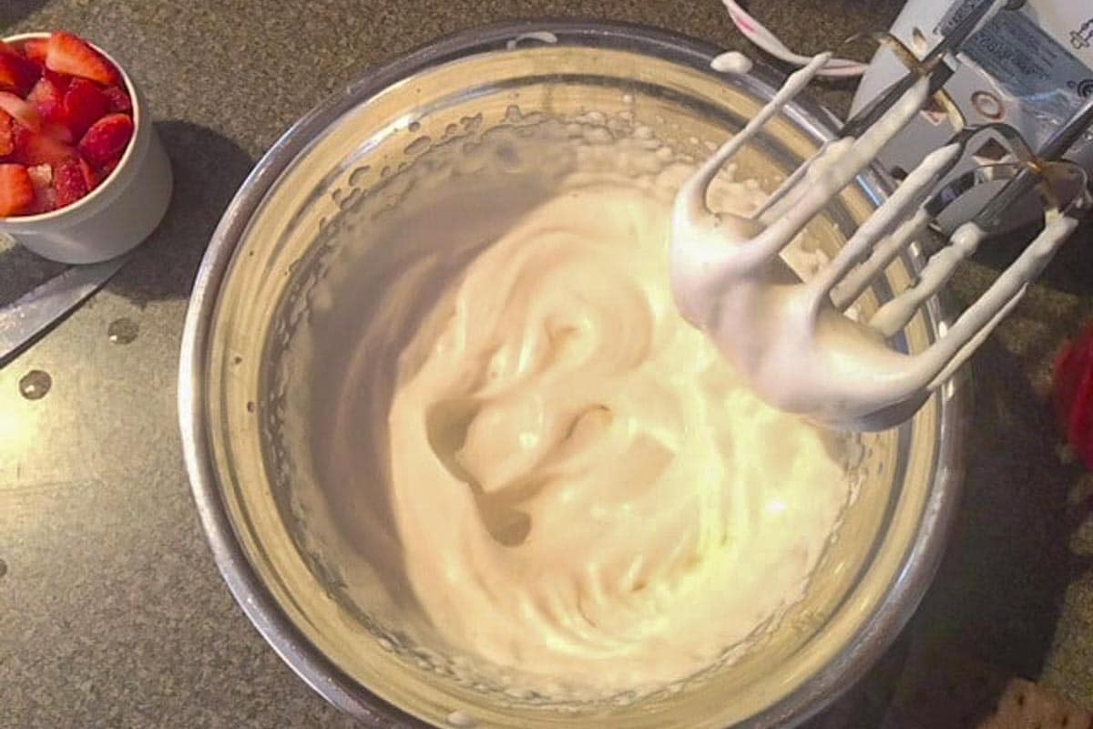 evaporated milk whipped to stiff peaks