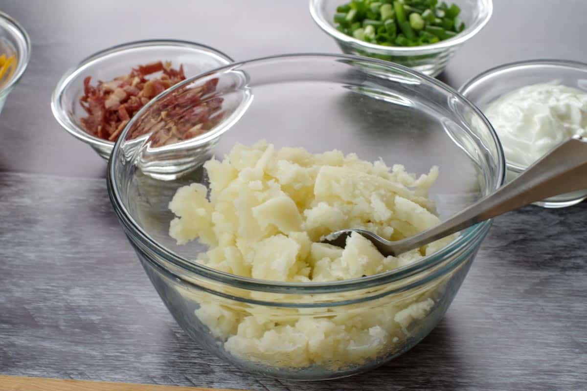 potato 'insides' in glass bowl