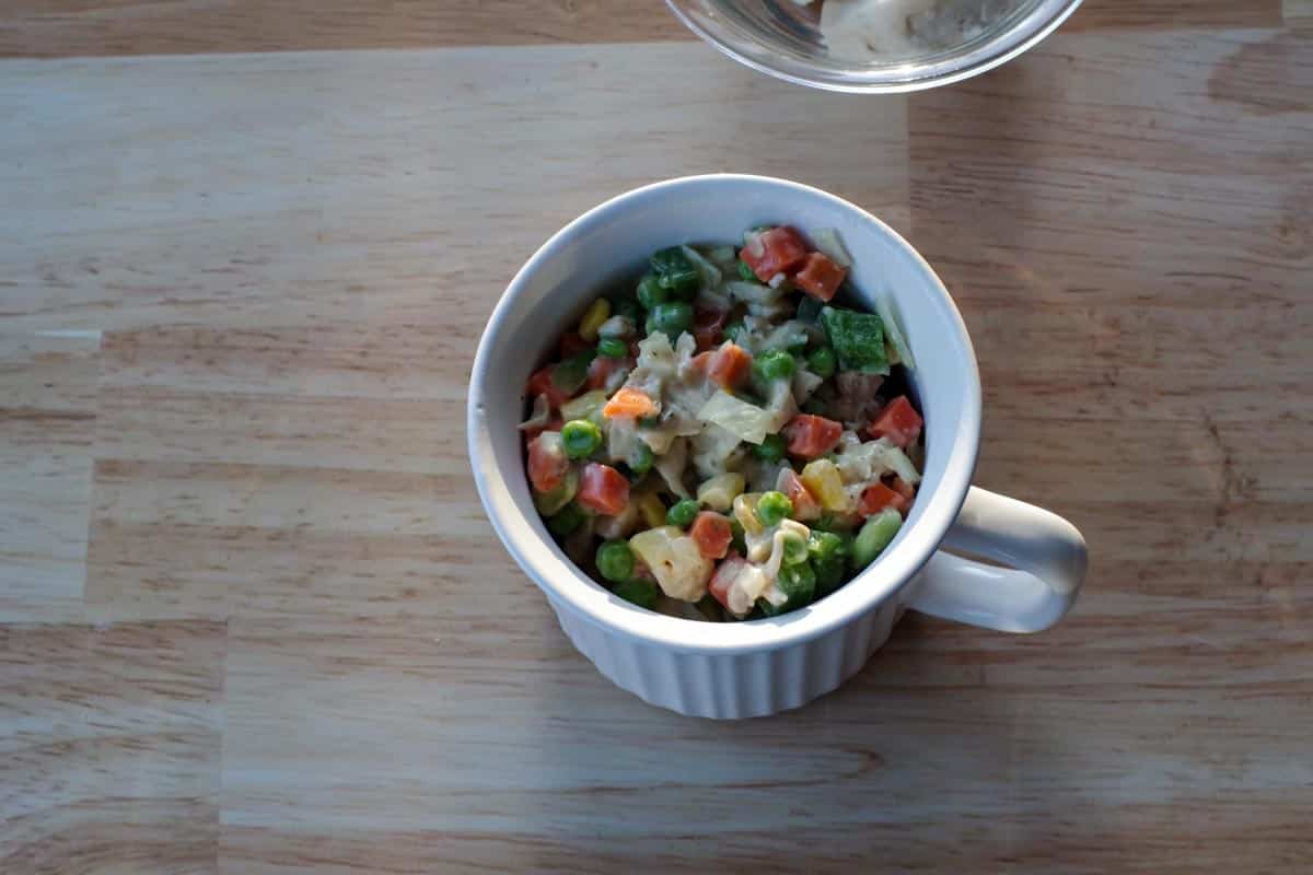 ingredients poured into meal mug