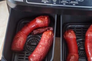 cooked kielbasa in the drawer
