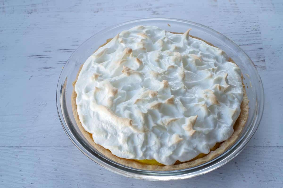 lemon pie with meringue, baked in oven