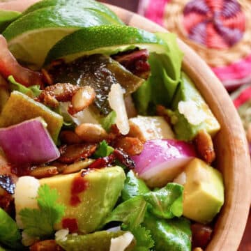 Chopped Mexican salad in a brown bowl