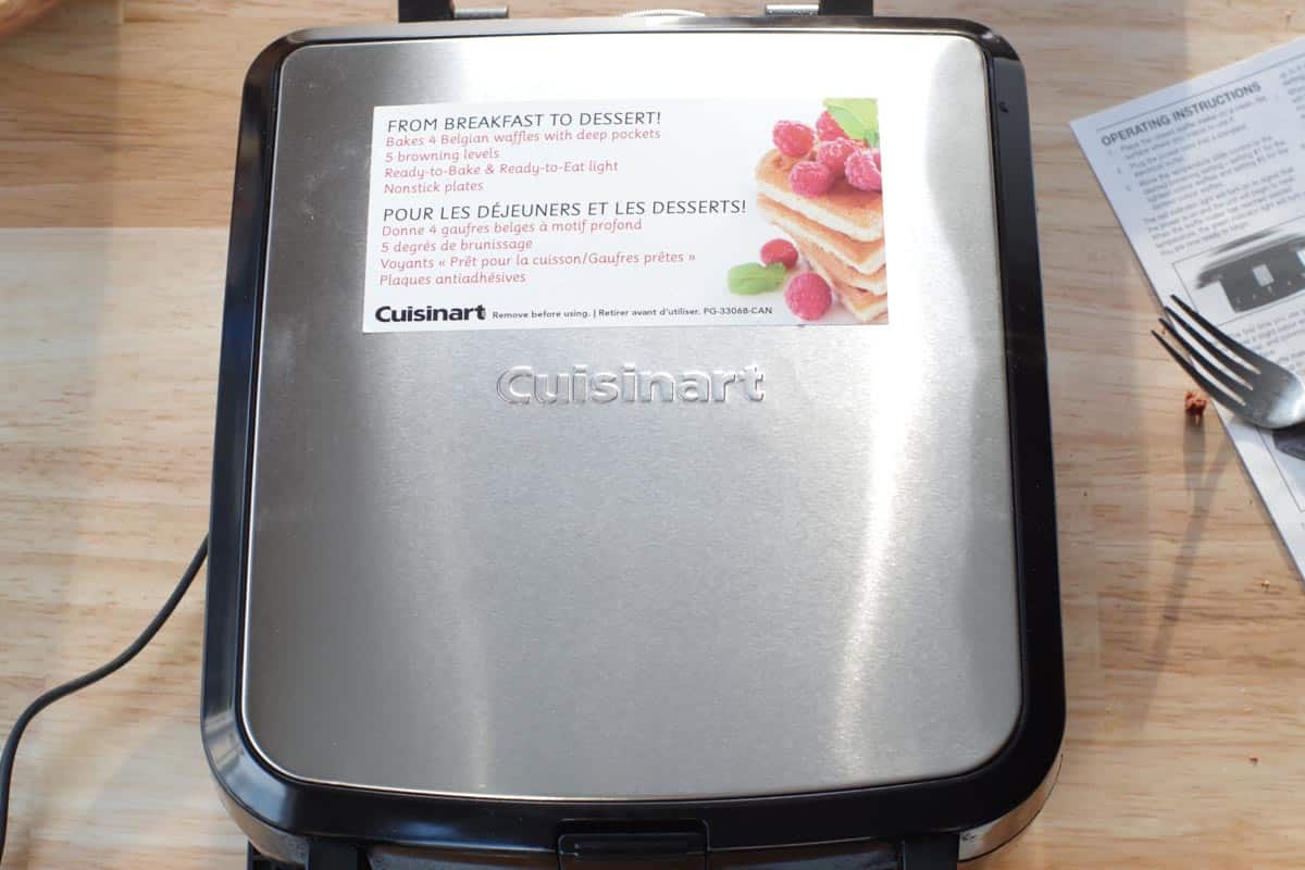 waffle maker with sticker on