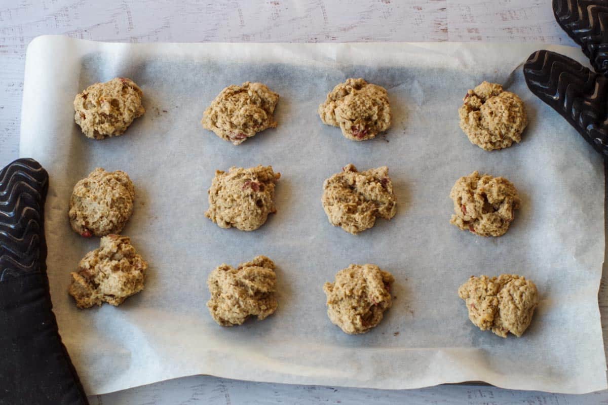 baked cookies on parchment covered baking sheet