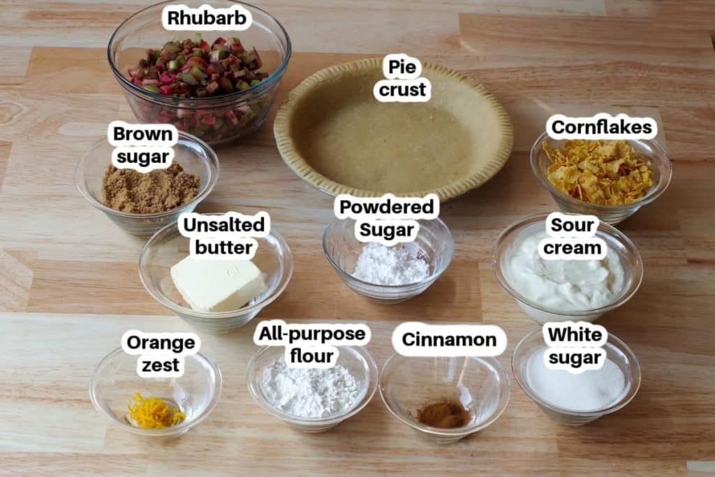Rhubarb Sour Cream Pie Recipe (with Crunchy Topping) - Food Meanderings