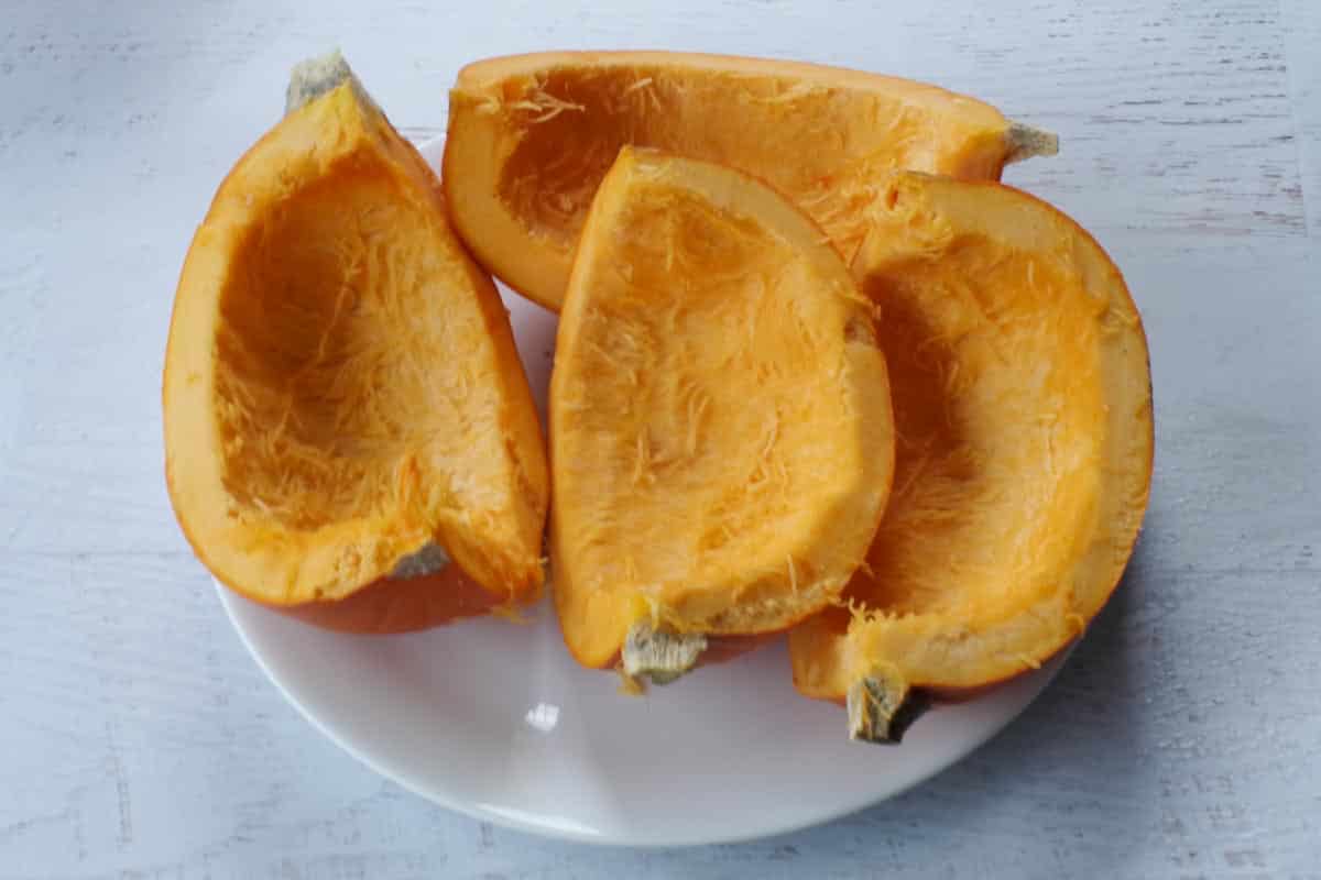 microwaved pumpkin on white plate