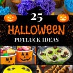 collage of halloween potluck food ideas