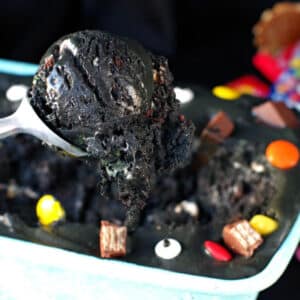 Boo Batter Ice cream being scooped out of loaf container.