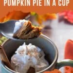 microwave crustless pumpkin pie being held up on a spoon
