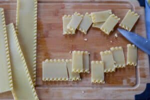 lasagna noodles sliced into even pieces
