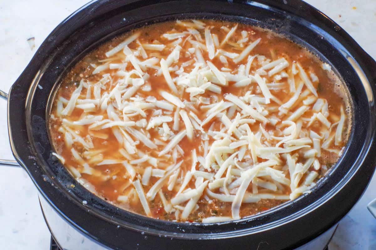 mozzarella added to slow cooker soup