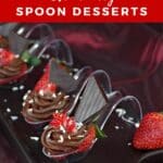 Strawberry Chocolate Avocado Spoon Desserts on a black serving tray