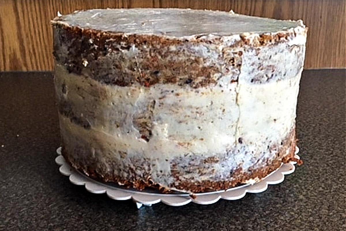 carrot cake with crumb coating