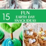 collage of 3 photos of Earth Day snacks
