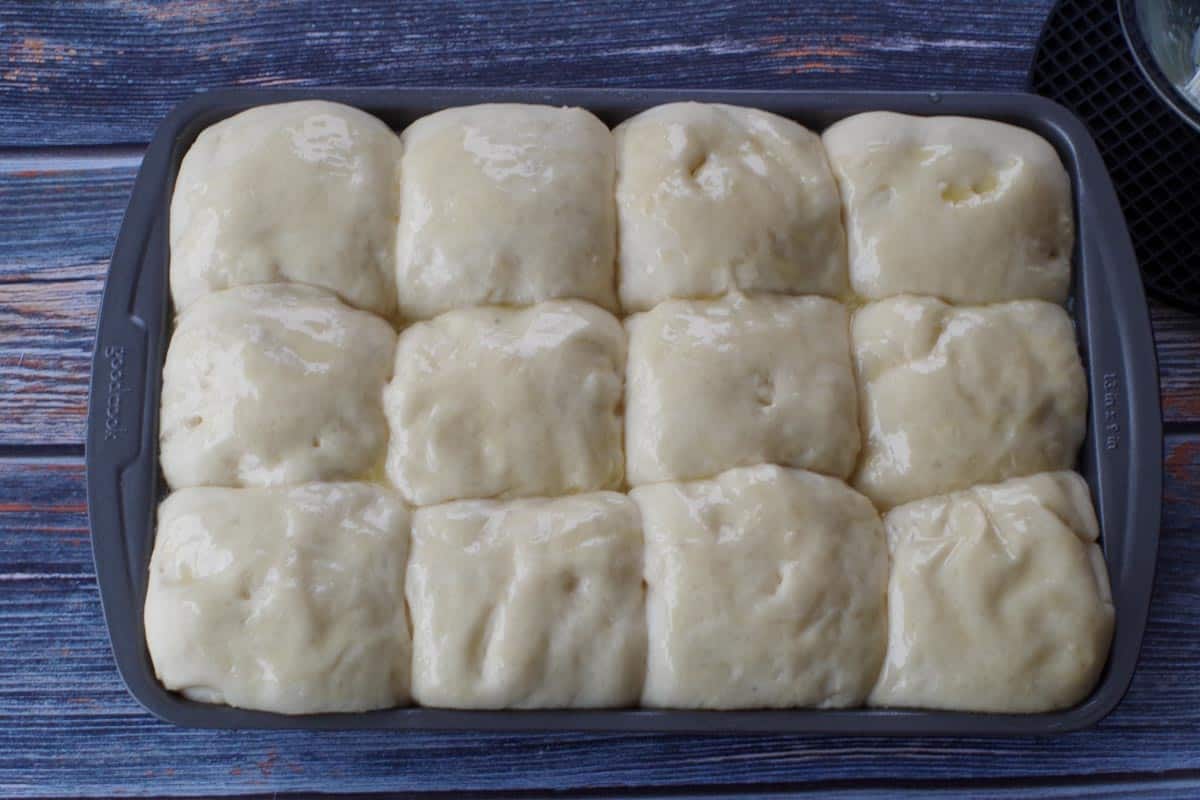 buns risen in 9x13 lasagna pan
