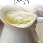 Low fat Hollandaise sauce in a large white creamer