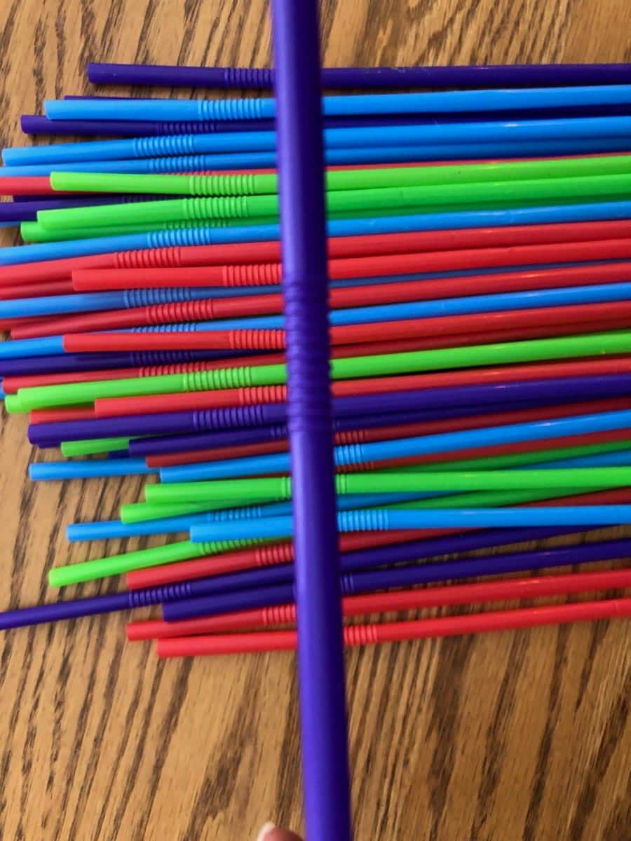 straws pulled to extend the flexible part