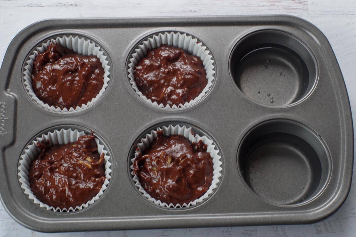 empty muffin tins filled with water for even baking (on a 6 muffin tin)