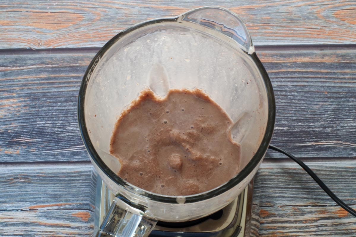 WW Chocolate Frosty ingredients blended in blender