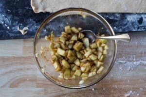 diced apples tossed with brown sugar and remaining cinnamon