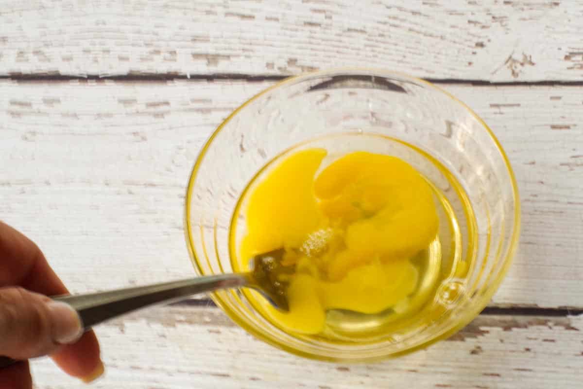 eggs slightly beaten in a small glass bowl