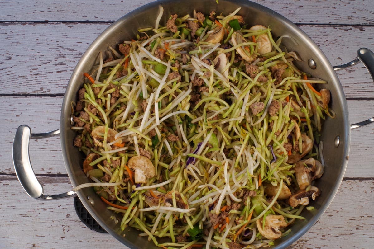 WW egg roll in a bowl mixed together.