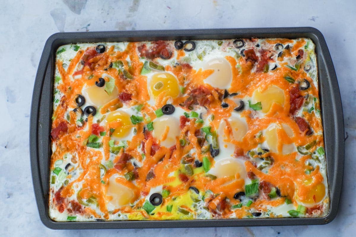 Mexican Sheet Pan Baked Eggs cooked perfectly!