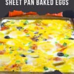 Loaded Mexcian Sheet Pan Baked Eggs on a sheet pan.