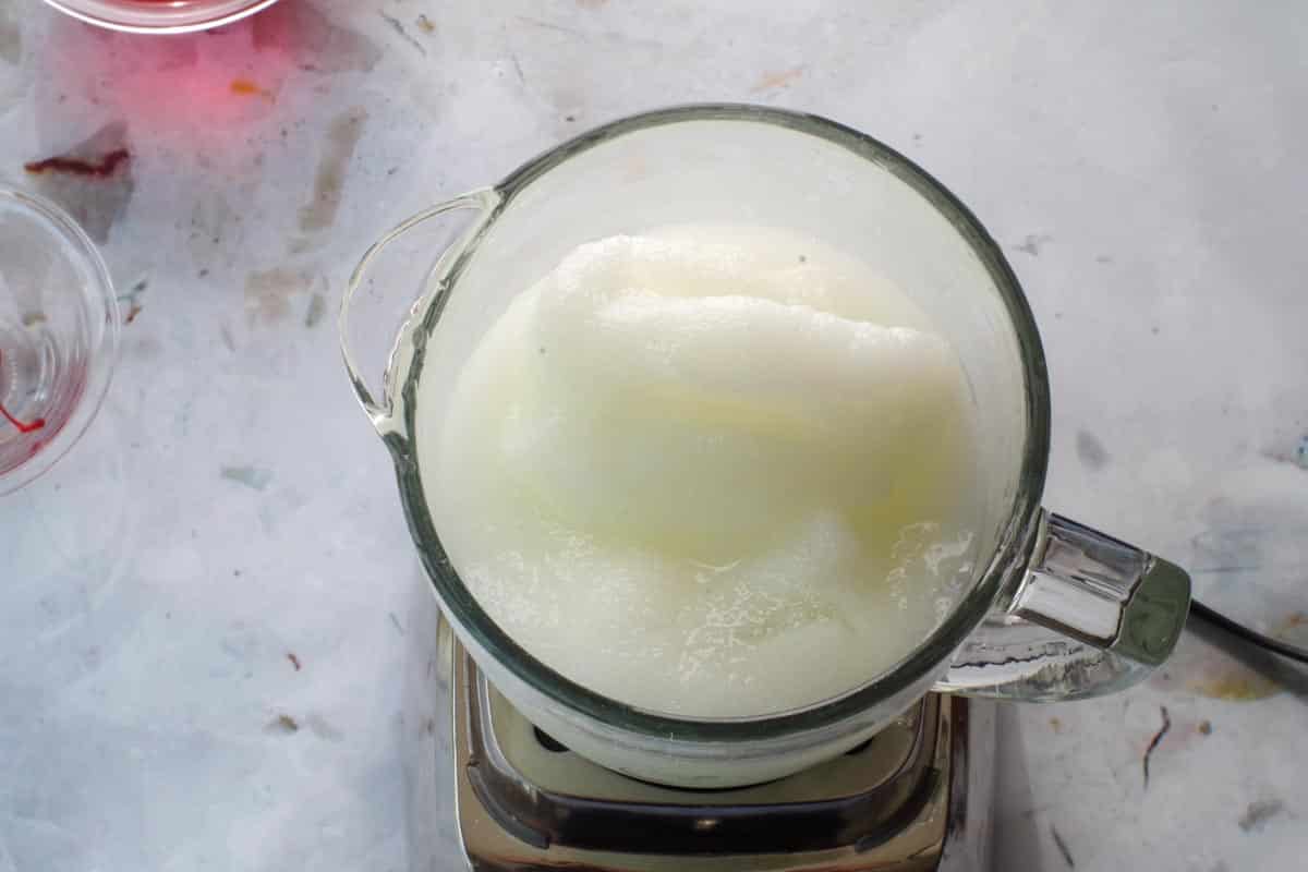 Ice and Pina Colada mix blended together.