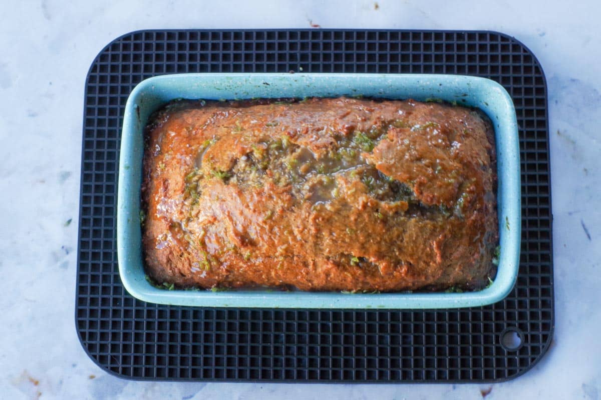 Glaze drizzled over warm bread.