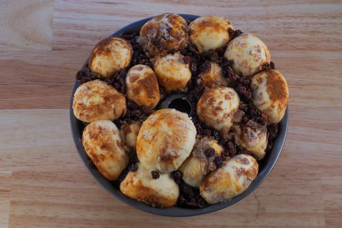 Sticky buns that have risen overnight.