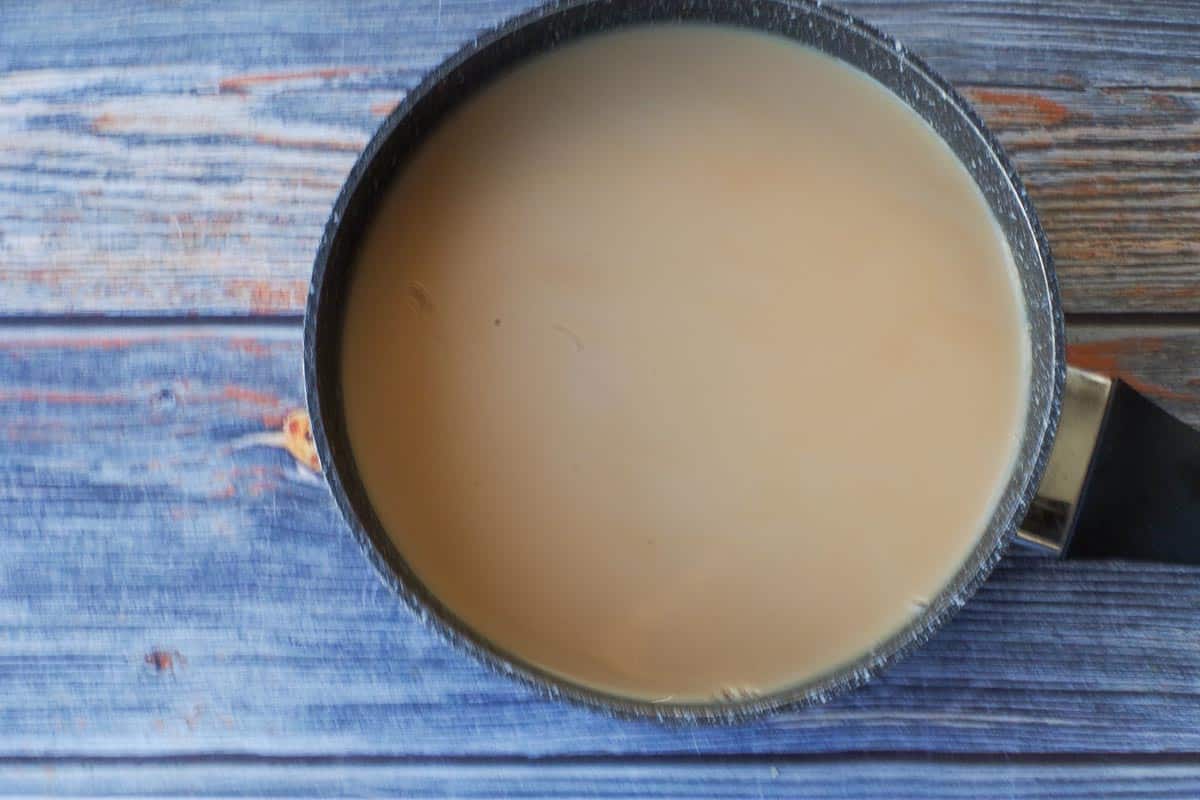 Chai Tea concentrate mixed with milk and sweetener.