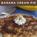 Whole Healthy Old-fashioned Banana Cream Pie in a glass pie dish.