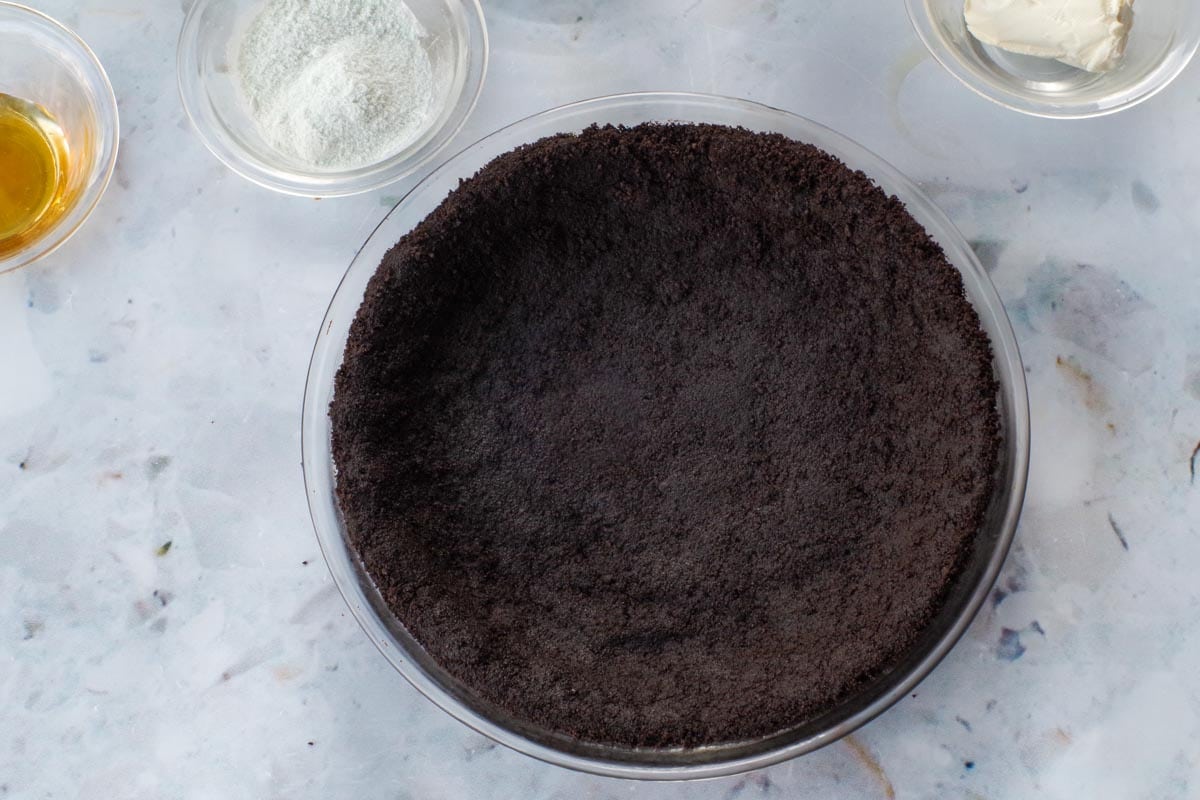 Mixture pressed into pie plate.