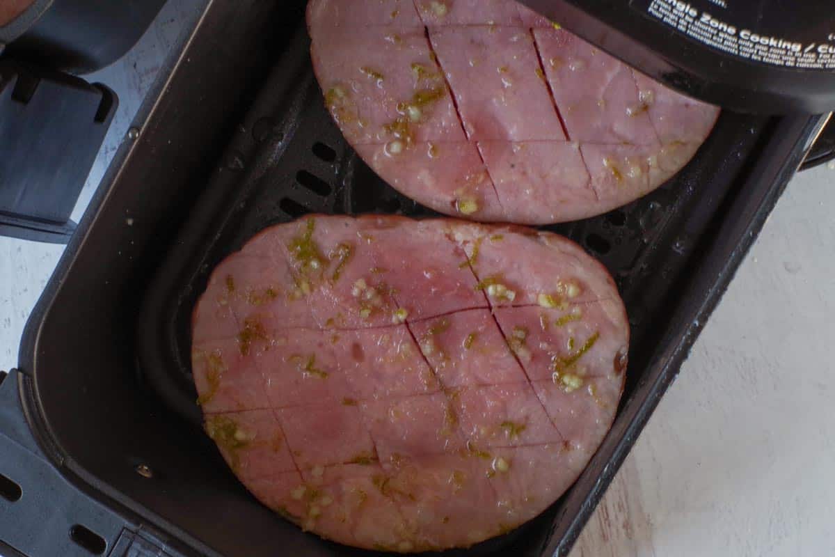 2 Ham Steaks in Air Fryer