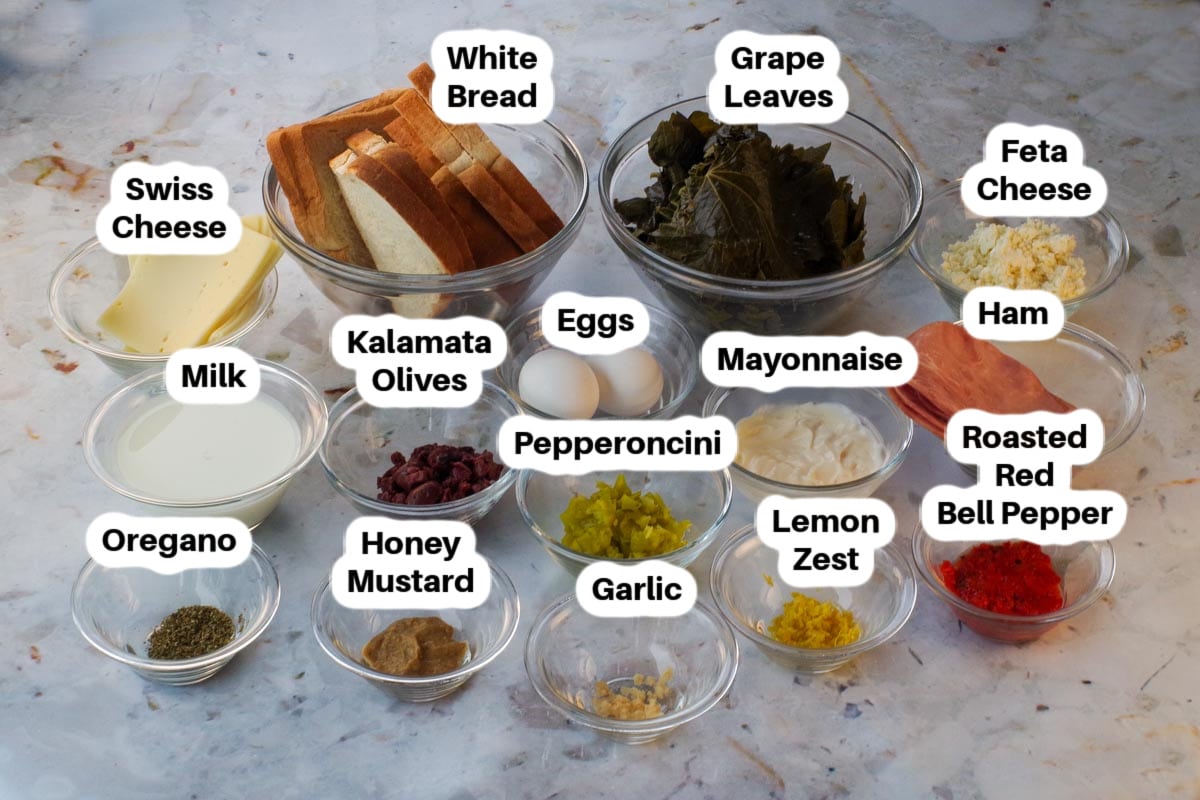 Ingredients Mediterranean Monte Cristo sandwich