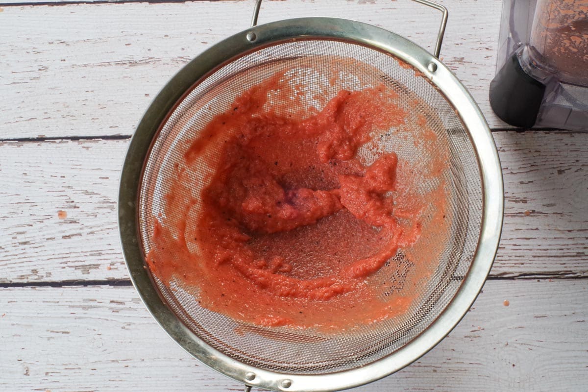 Mash from Rhubarb left in the strainer. 