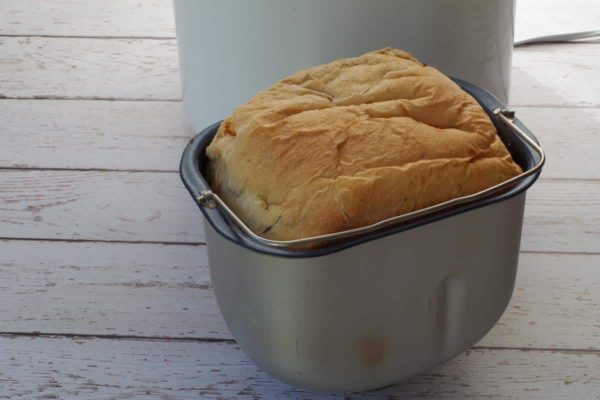 Baked Beer, Cheese and Chive Bread in pan,