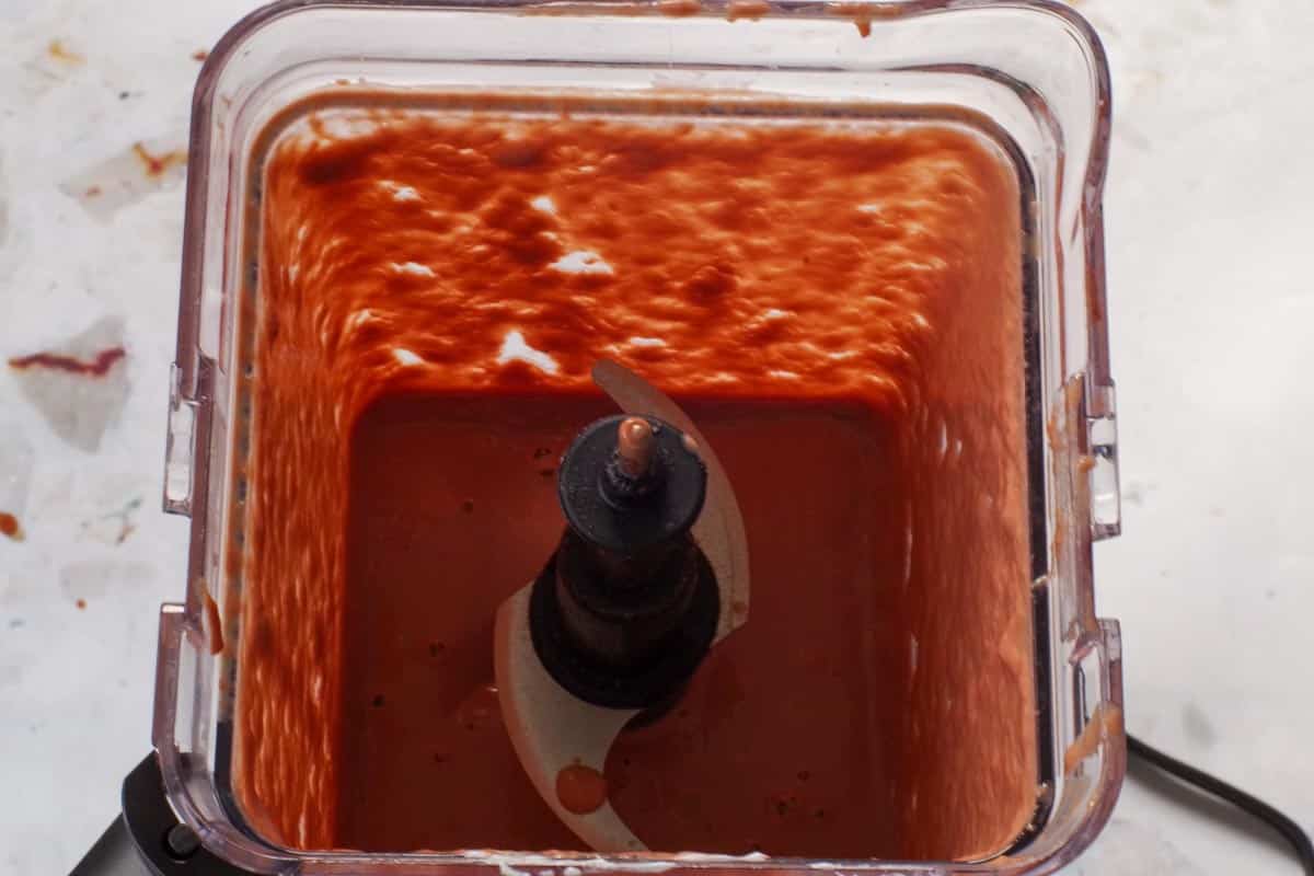 Mixture blended together until it resembles a chocolate mousse.