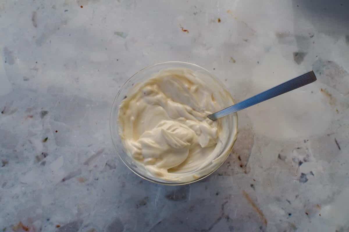 Vanilla stirred into Greek yogurt.
