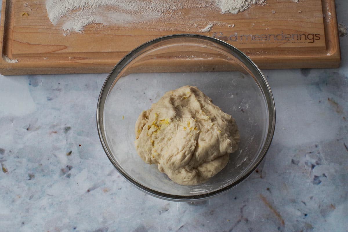 Healthy Beaver Tail dough in a glass bowl.