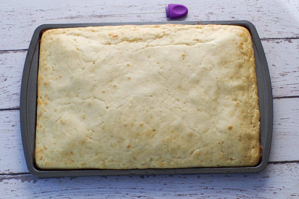 Oven baked pancakes baked on a 9x13 sheet pan.