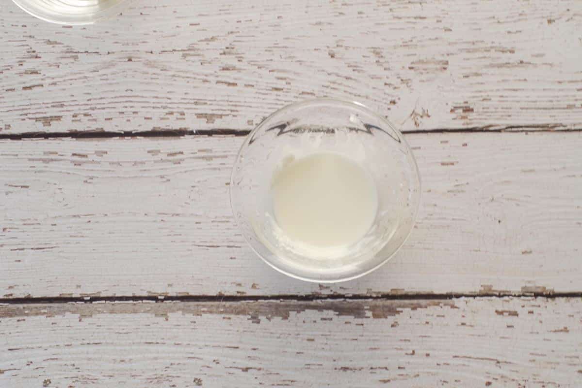Cornstarch slurry in a small glass bowl.