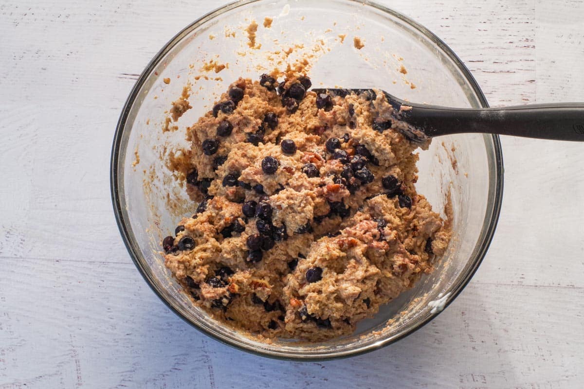 Chopped pecans and Saskatoon berries folded into the batter.