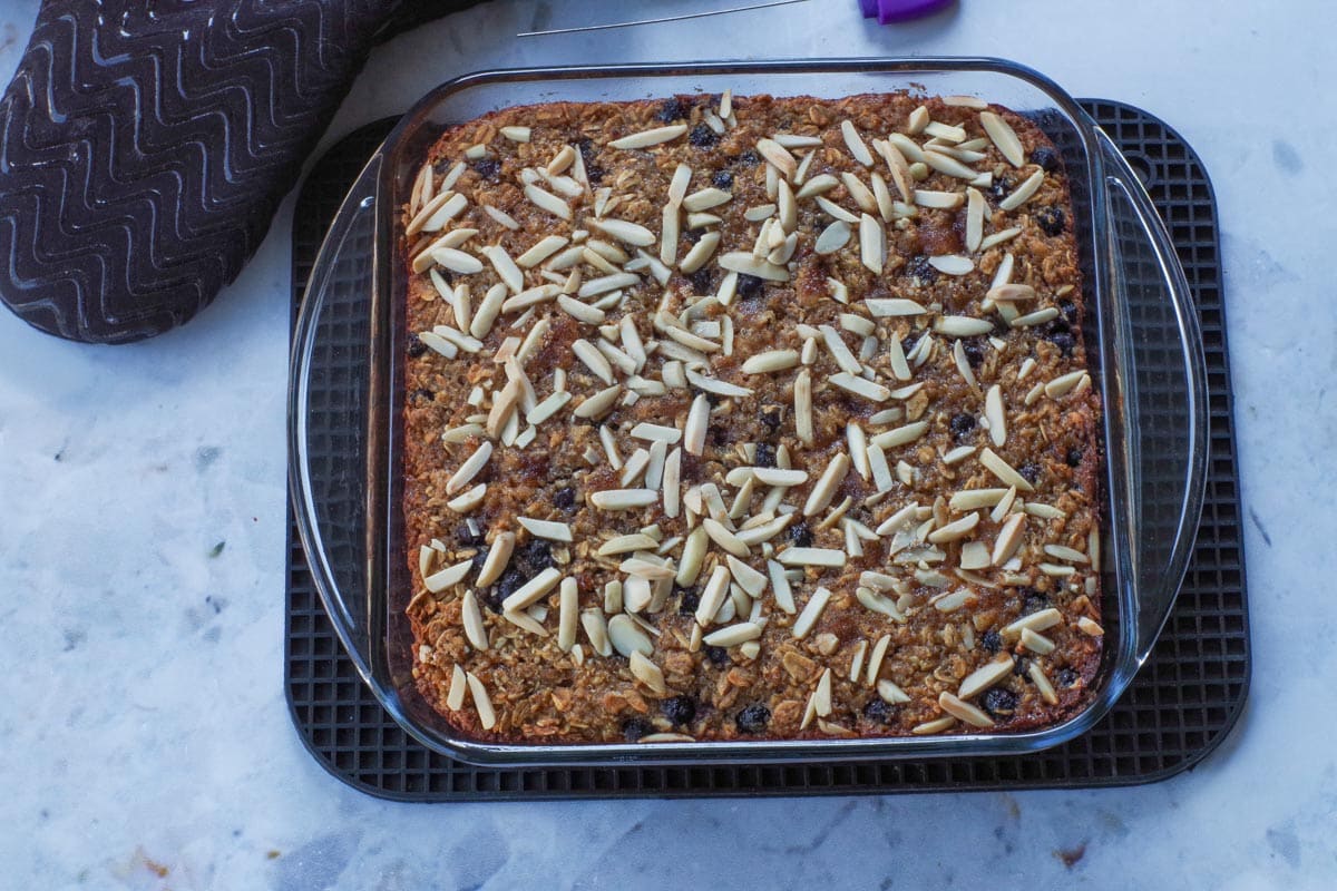 Baked Healthy Saskatoon Berry Oatmeal Bar.