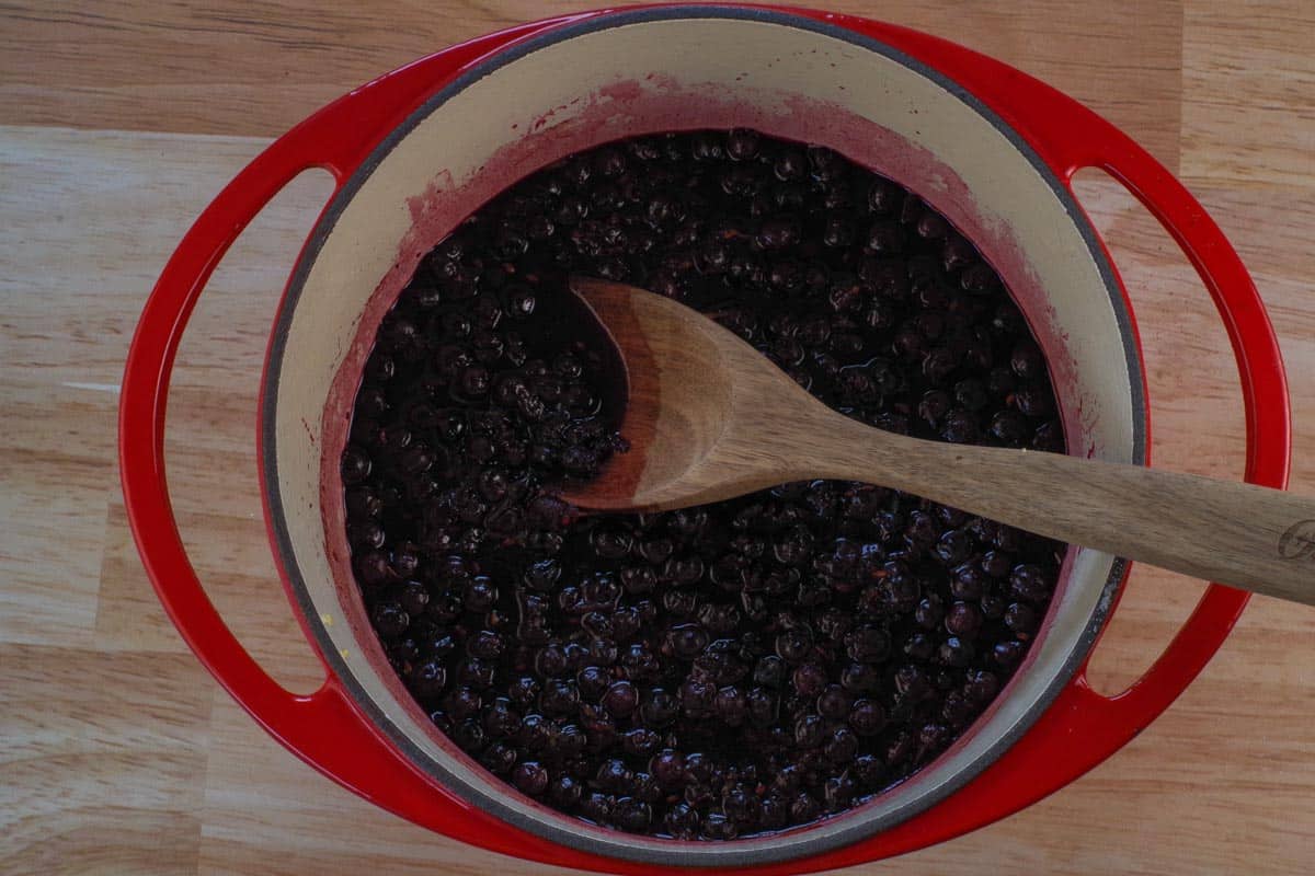 Saskatoon berries mixture, mixed with cinnamon, sugar and lemon zest. 